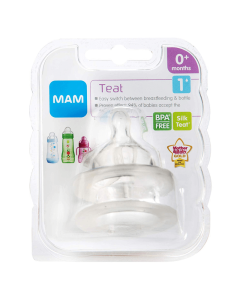 MAM Silicone Baby Bottle Teats  - Slow Flow - 2 Pack - Size 1 0M+