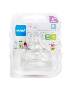 MAM Silicone Cross Cut Teat - 6+ Months - 2 Pack