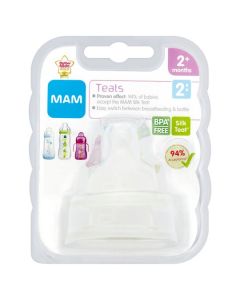 MAM Silicone Baby Bottle Teats - 2+ Months - Medium Flow - 2 Pack - Size 2